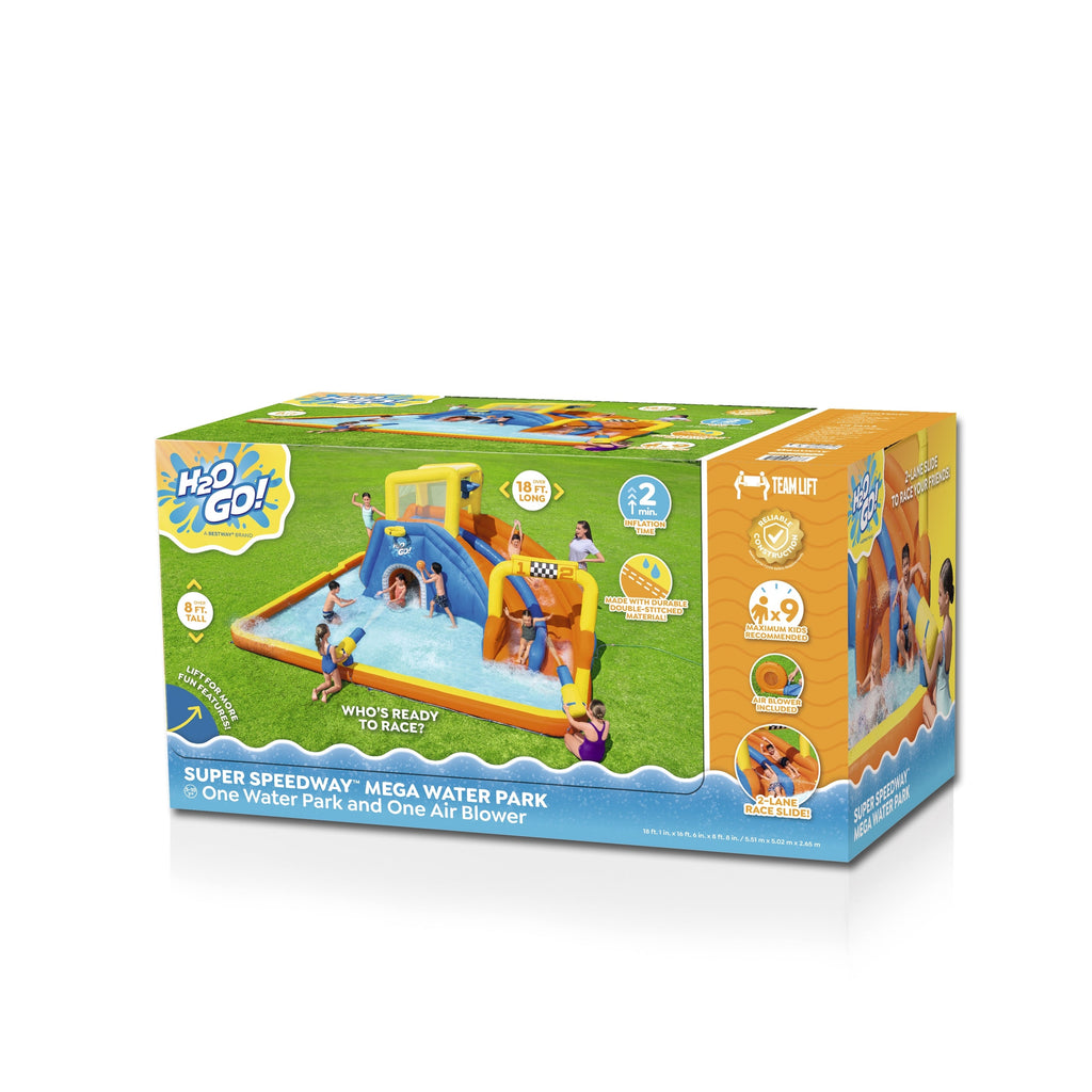 H2OGO! Super Speedway Kids Inflatable Water Park 8'8”