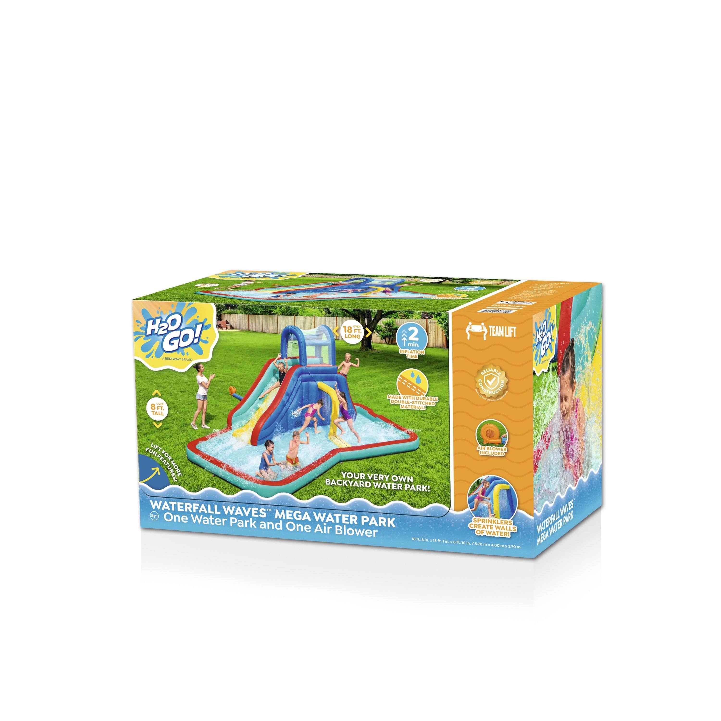 H2OGO! Waterfall Waves Kids Inflatable Water Park 18'8”