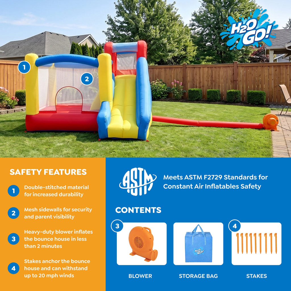 H2OGO! Slidetastic Kids Inflatable Mega Bounce Park